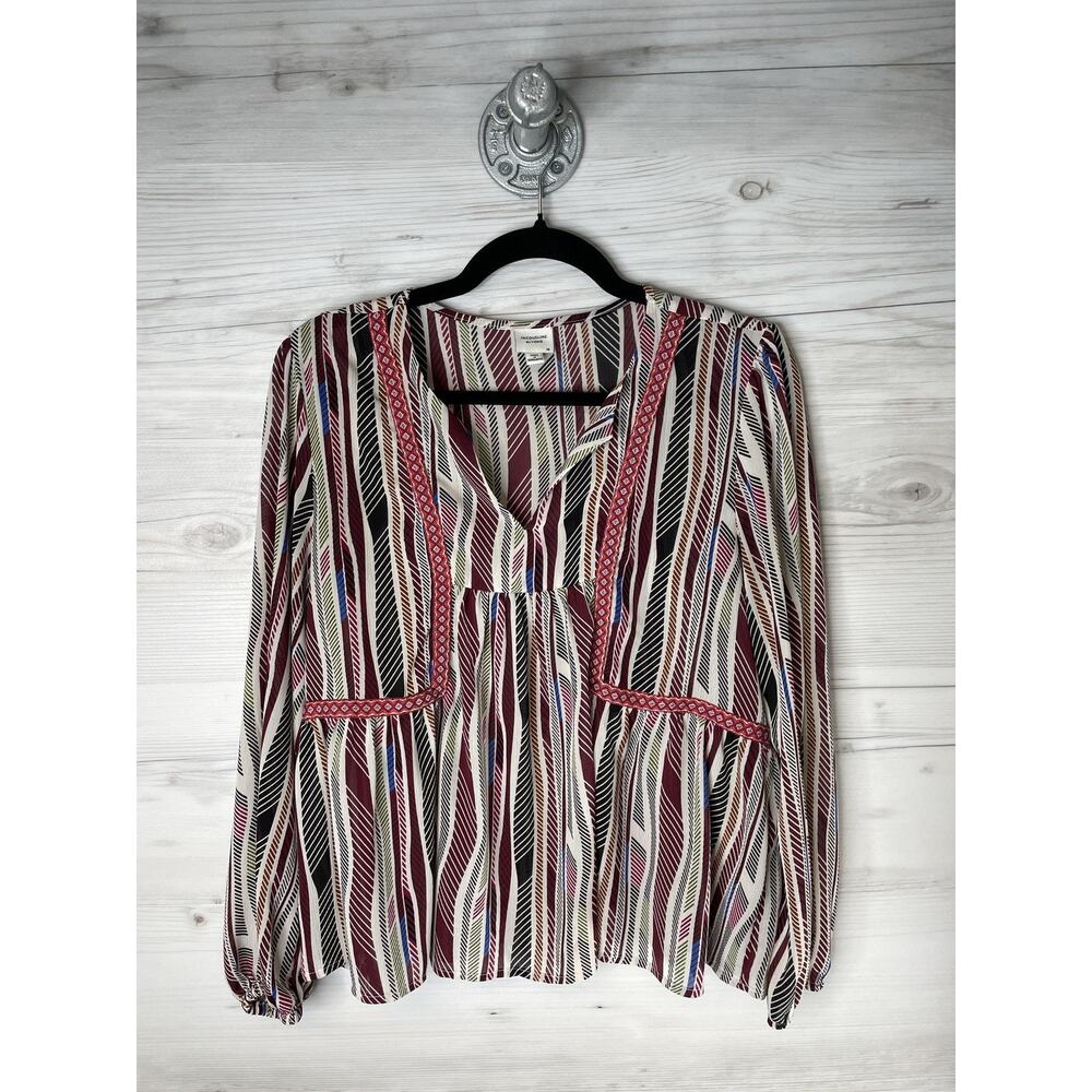 Jacqueline de Yong Blouse Womens Medium Multicolor JDYSOILS Long Sleeve Boho JDY